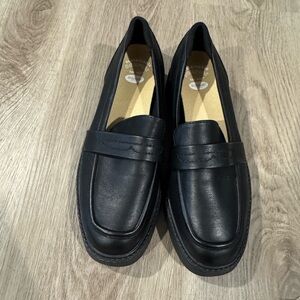 Dr. Scholl's Black Loafers Slip-On Shoes Chunky Low Heel Arch Support Size 6